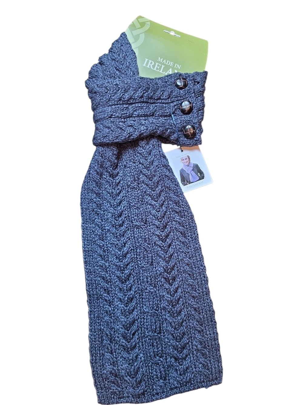 BLARNEY WOOLEN MILLS | NWT Merino Wool Button Loop Scarf Made in Ireland | OS